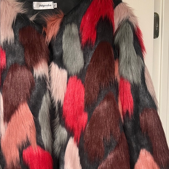 Colorful Faux Fur Jacket - Picture 3 of 5